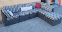 Grey Wicker Style 6pcs. L-Shape Outdoor Patio Furniture Couch w/17 Cushions . Good Condition . Tracy for Scale