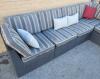 Grey Wicker Style 6pcs. L-Shape Outdoor Patio Furniture Couch w/17 Cushions . Good Condition . Tracy for Scale - 3
