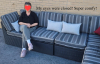 Grey Wicker Style 6pcs. L-Shape Outdoor Patio Furniture Couch w/17 Cushions . Good Condition . Tracy for Scale - 4