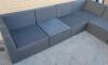 Grey Wicker Style 6pcs. L-Shape Outdoor Patio Furniture Couch w/17 Cushions . Good Condition . Tracy for Scale - 6