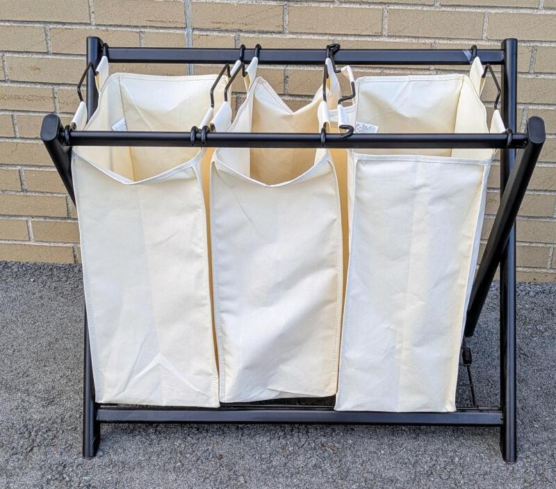 Greenway Deluxe Steel Triple Laundry Sorter in Very Good Condition (See Photos For Measurements)