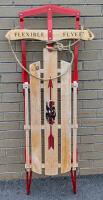 Fantastic Vintage FLEXIBLE FLYER Wood & Powder-Coated Metal Toboggan, 10.5" &times; 48", In Very Good Condition