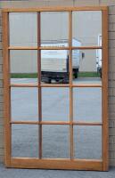 Large Neat 12-Panel Wood Framed Mirror 35.15" &times; 53.75", Mirror Panels Attached With Painter's Tape