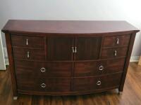 Wood 8-Drawer Bow-Front Dresser . Measures 65"&times;41"&times;20 &frac34;" . Great Condition , some minor scuff wear