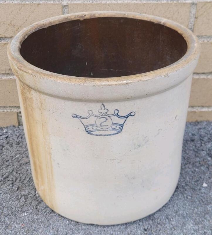 Vintage Crown #2 Crock . Age Appropriate Wear , 2" crack on side