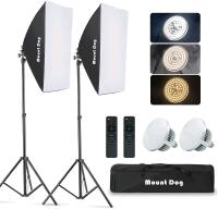 As New MOUNTDOG Softbox Lighting Kit Studio Photography Continuous Lights Softbox with Dimmable LED 3 Colors Bulbs (85W/2700-6400K), Remote Control and Adjustable Stand for Portraits Retails for $127