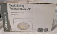 As New Set of 2 Uberhaus Flushmount Ceiling Lights. 12" wide. 4" Deep. Requires Hardwiring