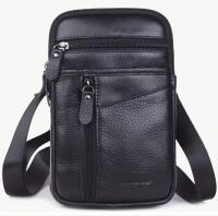 Men's Genuine Leather Sling Bag Belt Pack Top Grain Leather Top Waist Pack Black<br/>Approximately 5 x 8&rsquo;&rsquo; Stock photos added