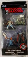 New Jada Dungeons and Dragons Diecast Miniature Pack. Contains Drizzt: Drow Elf Ranger, Dragonborn Cleric, Human Fighter, & Mind Flayer