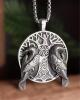 Retro Nordic Mythology Viking Raven Tree of Life Pendant Necklace Odin Huginn and Muninn Necklace Pendant 1.5&rsquo;&rsquo; Chain 22&rsquo;&rsquo;