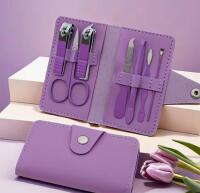 New Light Purple Premium Stainless Steel Nail Clipper Set Travel Size in button clasp Holder Stock photos added approximately 4 x 2.5&rsquo;&rsquo; closed