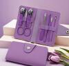 New Light Purple Premium Stainless Steel Nail Clipper Set Travel Size in button clasp Holder Stock photos added approximately 4 x 2.5&rsquo;&rsquo; closed