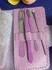 New Light Purple Premium Stainless Steel Nail Clipper Set Travel Size in button clasp Holder Stock photos added approximately 4 x 2.5&rsquo;&rsquo; closed - 4