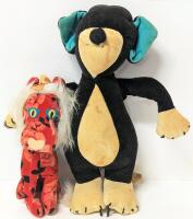 Vintage MERRYTHOUGHT England Plush TOM (From Tom & Jerry, Missing Eyes) Cat Toy & Vintage Japanese Firm Plush Lion Toy. 7" - 11.5" Tall
