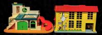 2 Vintage FISHER-PRICE Play Places: Sesame Street Playhouse & Play Family Children's Hospital, 9" - 9.75"