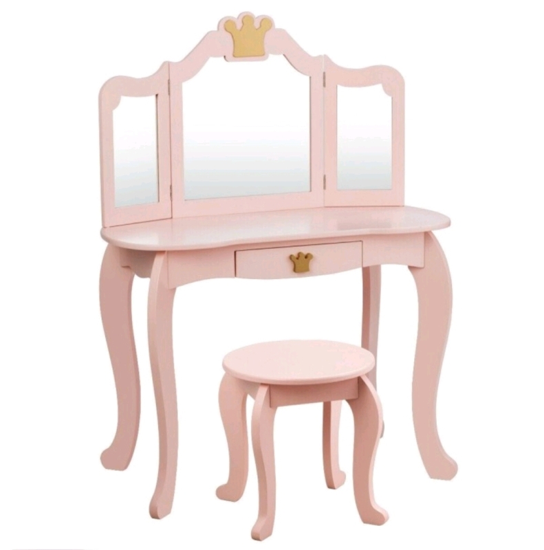 NEW Kids Vanity Table & Stool Princess Dressing Make Up Play Set - New