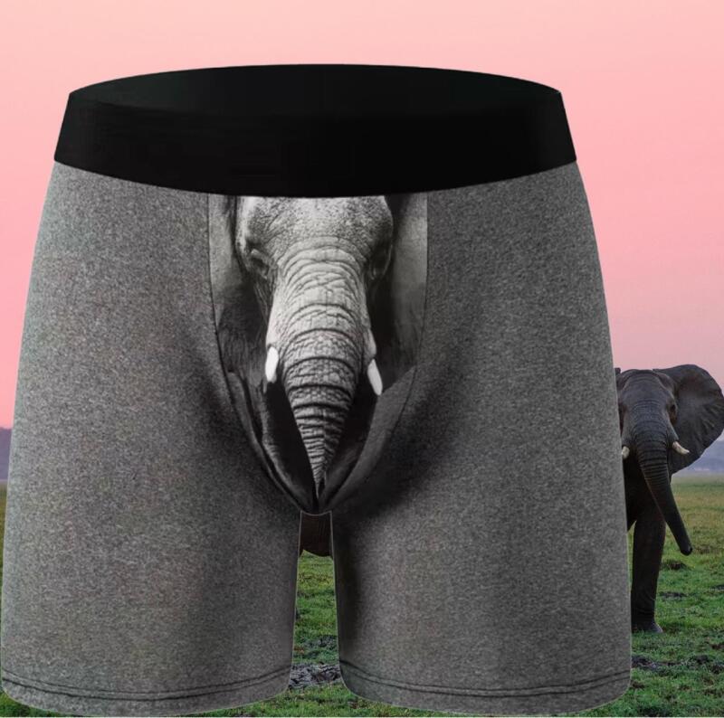 New Men's Size XL Novelty Elephant Print Boxer Briefs - Soft Stretch Comfort Fit 95% Polyester 5% Spandex Machine Wash