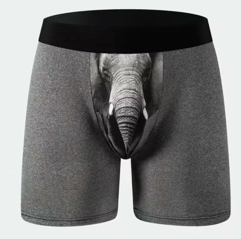 New Size XL Men's Novelty Elephant Print Boxer Briefs - Soft Stretch Comfort Fit 95% Polyester 5% Spandex Machine Wash