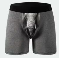 New Size XL Men's Novelty Elephant Print Boxer Briefs - Soft Stretch Comfort Fit 95% Polyester 5% Spandex Machine Wash