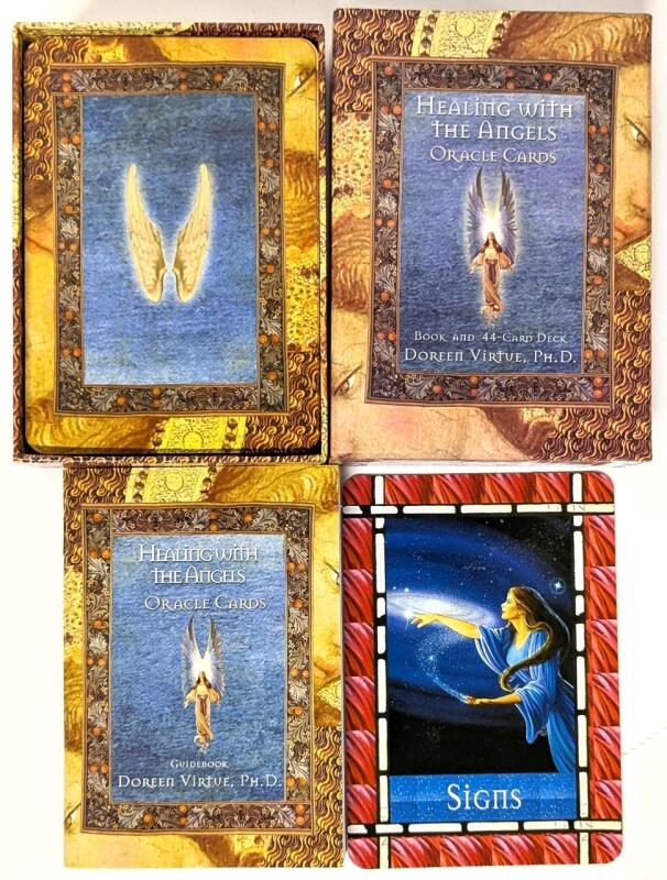 Vintage 1999 As-New HEALING WITH THE ANGELS Oracle Cards, Book and 44-Card* Deck by Doreen Virtue, PH.D. With Misprint (It Actually has 48 Cards!)