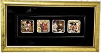 Gorgeously Framed GUSTAV KLIMT Porcelain Tile Quartet, Tiles 3.75" &times; 3.75", Frame 28" &times; 14.5"