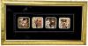 Gorgeously Framed GUSTAV KLIMT Porcelain Tile Quartet, Tiles 3.75" &times; 3.75", Frame 28" &times; 14.5"