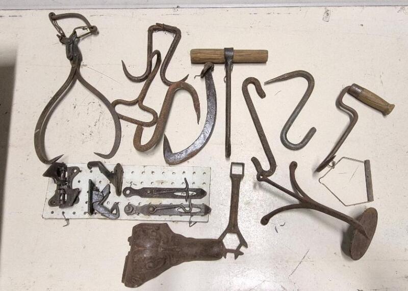 Vintage Meat Hooks, "S" Hooks, Ice Brick Holders +
