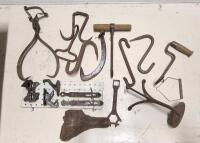 Vintage Meat Hooks, "S" Hooks, Ice Brick Holders +