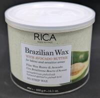 New RICA Italy Brazilian No-Strip Wax with Avocado Butter for Bikini and Sensitive Areas, No Strip Wax 400g | EXP 02/2030