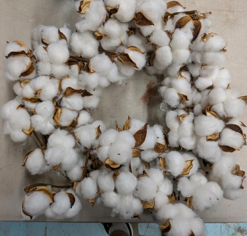 As New Cotton Ball Style Wreath. Approximately 14* across.
