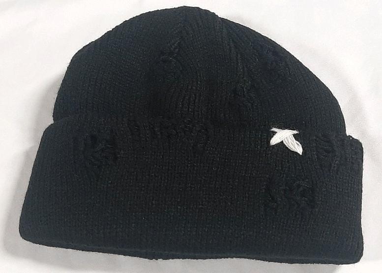 New Black Stitched Beanie Hat