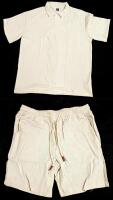 New Size Med Men's MANFINITY Knit Golf Shirt & Linen Blend Drawstring Shorts (30% Linen, 70% Viscose)