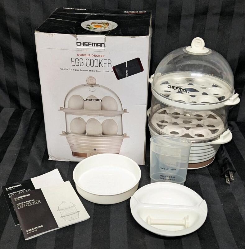 CHEFMAN Double Decker Egg Cooker, Cooks 12 Eggs Faster Than Traditional Methods! Tested For Power