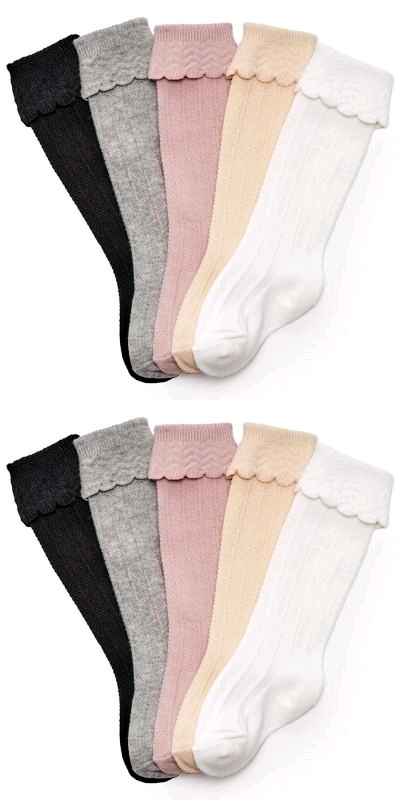 10 New Pairs 6-12 Months Old COZYWAY Ruffled Baby Knee High Socks