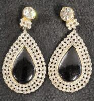 Beautiful Vintage Valentino Rhinestone Drop Earrings Clip-ons