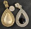 Beautiful Vintage Valentino Rhinestone Drop Earrings Clip-ons - 3