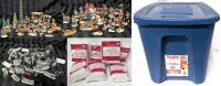 6 New 2QT Bags Artificial Snowflakes, Huge Number of Holiday Village Miniatures, Figures & Infrastructure in Ceramic, Resin + Plastic, All in a 40L (19.75" &times; 14.5" &times; 13.25") Lidded Bin