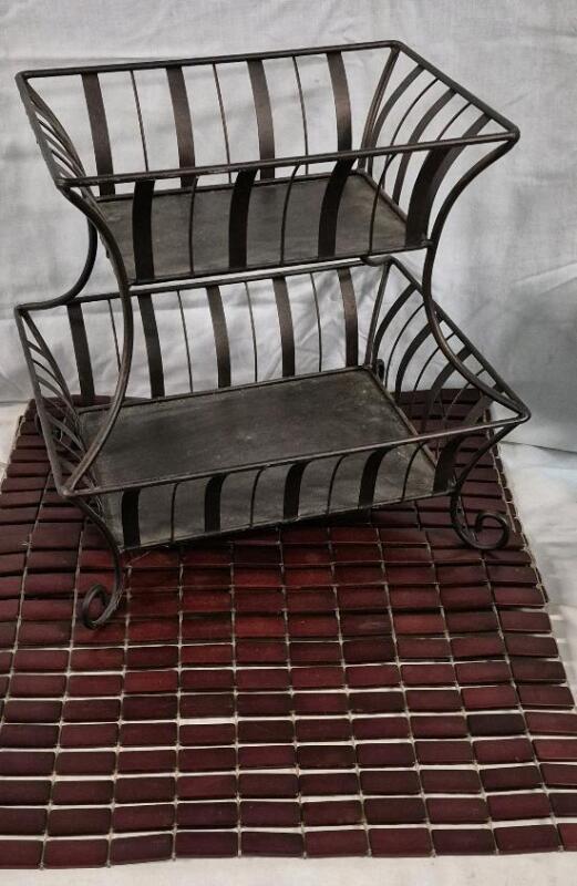 Kitchen Home Decor - 2 Tier Stand & 3 Placemats 12.5 by 18"