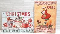 2 New Christmas Themed Metal Signs