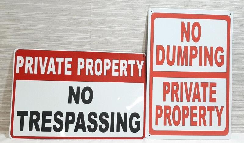 2 New Private Property Metal Signs