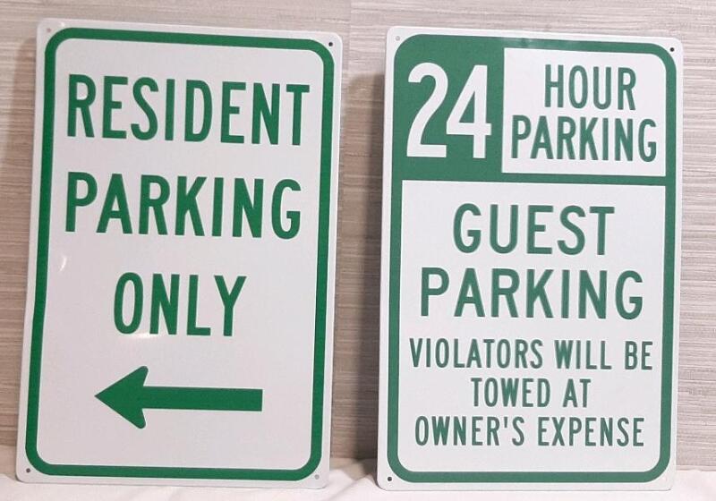 2 New Parking Metal Signs