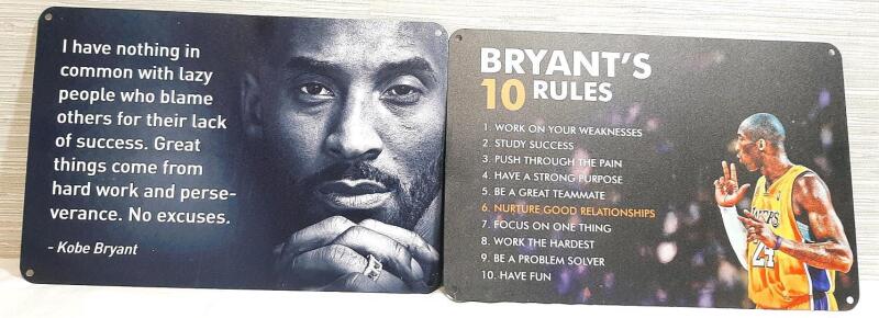 2 New Kobe Bryant Metal Signs