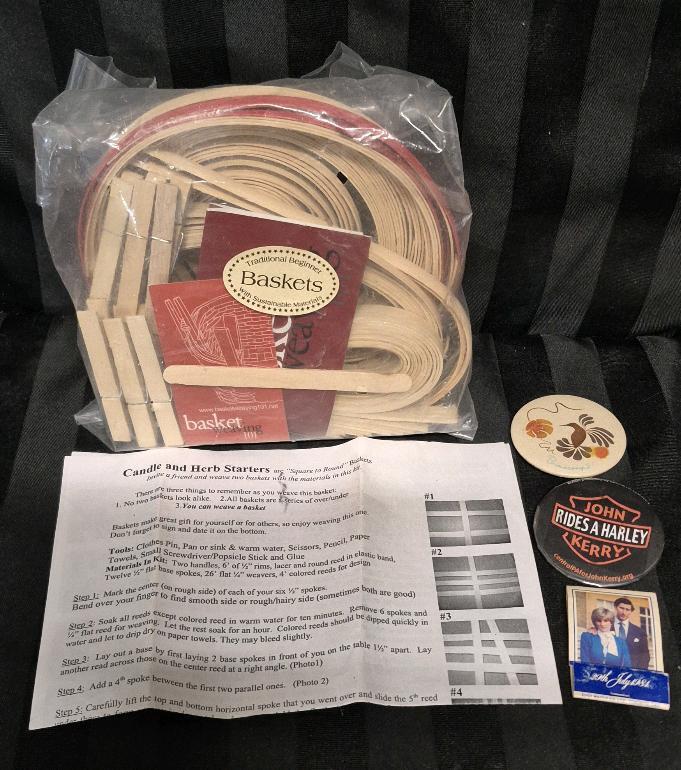 Mixed Miscellaneous Lot - Pins & Basket Weaving Kit For Beginners