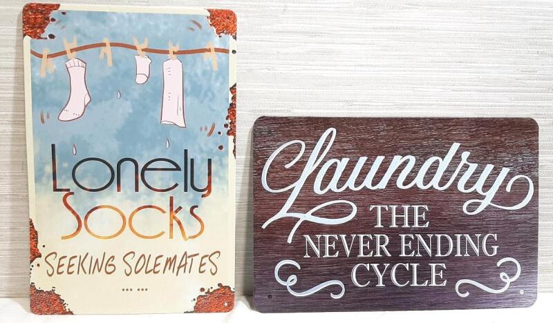 2 New Laundry Metal Signs