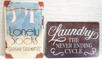 2 New Laundry Metal Signs