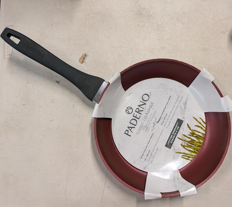 [As New with Minor Cosmetic Damage] PADERNO Classic Non-Stick Frying Pan, PFOA-Free, Maroon, 10-in. Retails Originally for $45