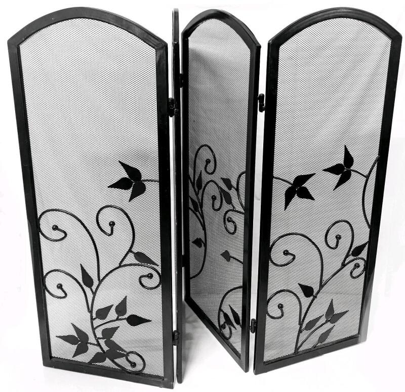 Curved Vines Metal 4-Panel Fireplace Screen, Each Panel 12" &times; 30.25"