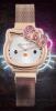 New Sanrio Kawaii Hello Kitty Watch Mesh Strap Dimentional Pink Bow with Rhinestones Ladies Watch Running Adjustable Magnetic Closure Approximately 7.5 total&rsquo;&rsquo; - 2