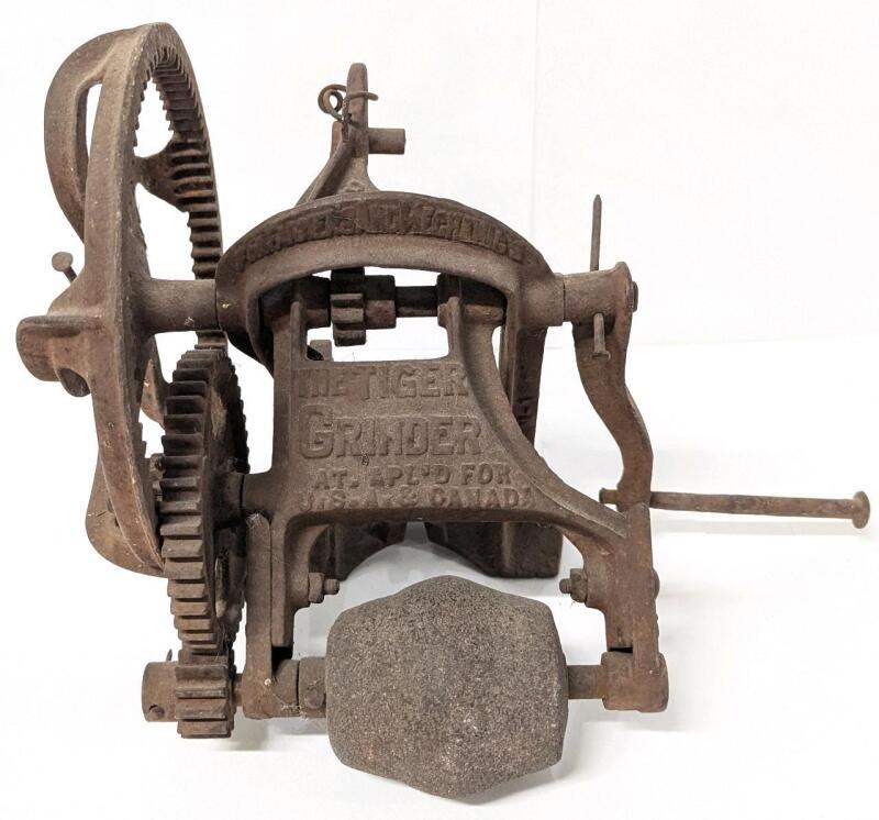 Antique THE TIGER GRINDER, 10.5" Tall, Fixed In Place, Currently No Moving Parts