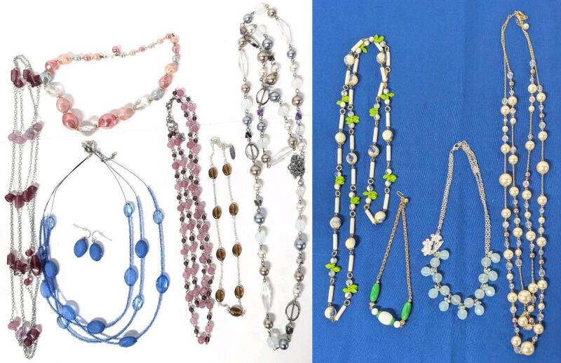 10 Vintage to Modern Necklaces, Including Matching Pair of Earrings, Up to 50" Long